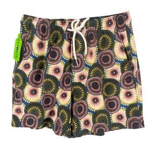 RSQ Swim Trunk Shorts XS Abstract Print Drawstring Pocket Recycled Polyester NWT
